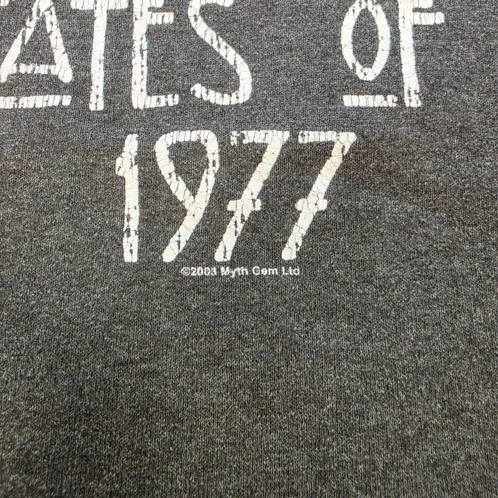 Vintage 2003 Led Zeppelin 1977 US Tour Graphic T-Shirt Gray XL Alstyle Myth Gem